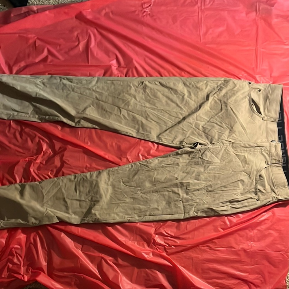 Tan Dress Pants with Straight Leg Cut